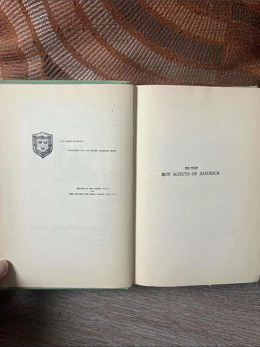 Rolf in the Woods by Ernest Thompson Seton - Mint Green Cover 1911